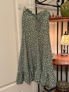 Green Floral Tie-Front Mini dress